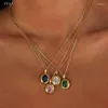 Pendentif Colliers Ovale Couleur Gem Pierre Collier Pour Femmes En Acier Inoxydable Vert CZ Rose Rouge Bleu Dainty Élégant Bijoux275f