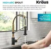 Küchenarmaturen KRAUS Bolden Kommerzieller Stil Pull-Down-Einhebelmischer 18-Zoll-Wasserhahn aus gebürstetem Messing KPF-1610BB