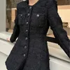 Vestes pour femmes Designer Marque Français Luxe Show Style Plaid Celebrity Robe Brillant Soie Épaisse Noir Taille Wrap DDM2