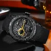 MEGALITH Mode Gold Drachen Skulptur Uhr Männer Quarzuhr Wasserdichte Große Zifferblatt Sport Uhren Männer Uhr Top Luxus Marke Uhr l3132