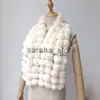 Scarves 2023 Winter Real Rabbit Fur Pom Scarf Fashion Warm Women Thick Genuine Rabbit Fur Ball Scarves Female Neck Warmer J231204