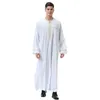 Abbigliamento etnico Uomo musulmano Maniche lunghe Colletto tondo Ricamo Cerniera Abito Arabo Maschio adulto Lunghezza caviglia Thobe Ramadan Eid vestiti