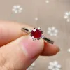 Myanmar Ruby Ring 0.4ct 4mmx5mm Natural Ruby Silver Ring for Daily Wear 18K Gold Plating Silver Ruby Jewelry