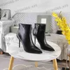 Designer Boots High Quality Pointed Toe Women Short Boots Fashion Brand Spring and Autumn Calf Leather Pointed Toe Stiletto Heel Side Zipper Classic Martin Boots
