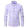 Męskie koszule zwykłe Pri Social Shirt Slim Business Dress Męski długi rękaw formalne eleganckie bluzki tops man marki ubrania