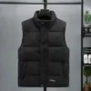 Men's Vests Single-breasted Vest Windproof Warm Coat With Stand Collar Pockets For Fall Winter Sleeveless Thickened Padded Neck