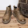 Bottes Hommes Mode High-Top Cuir Chaussures de travail Designer Moto Cheville Hommes Casual Militaire