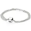 Bracciale rigido in argento sterling 100% 925 Moments Pave Signature Barrel Ball Clasp Bracciale a catena a forma di serpente Fit Fashion Charm gioielli fai da te alla moda 231204