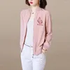 Vestes Femmes Haute Qualité Soie Courte Veste Femmes Mode Lâche À Manches Longues Top Satin Bomber 2023 Automne Coréen Manteau Décontracté