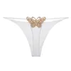 Double-layer Thin Belt Sexy Thong Butterfly Embroidery Low Waist Bikini Cotton Underwear