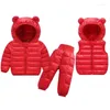 Set di abbigliamento Inverno Bambini Piumini caldi finti Gilet Pantaloni 3 pezzi Bambini Neonate Tute da neve Cappotti Ragazzi Soprabito