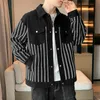 Striped Designer Men's Jacket Casual Coat Trendy Cardigan Loose Men Tops Turn Down Collar Varsity Sports Man England Jacket Printed Outerwear Hoodies Street Coats