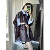 Frauen Jacken Mantel Solide Plus Größe Mode Elegante PU Jacke Taschen Tasten Temperament Frauen Kleidung Langarm Gothic Weibliche