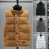 Men's Vests Single-breasted Vest Windproof Warm Coat With Stand Collar Pockets For Fall Winter Sleeveless Thickened Padded Neck