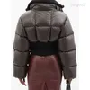 2023 Dames Down Parka Custom Fashion Zwart Cropped Woolblend Getrimd Highneck Gewatteerde Jas Dames Korte Puffer 220930