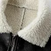 Giacche da uomo Giacca in pelle da uomo in pile Autunno Inverno Capispalla caldo spesso Capispalla in finta lana di agnello Colletto rovesciato Cappotto con cerniera Streetwear