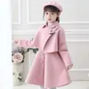 Girl's Dresses Girl Autumn Winter Dress Set Ethnic Style Little Girl Three Piece Woolen Dress Performance Korean Children's Clothing 231204