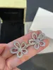 Van Clee Brand Designer Full Crystal Big Hollow Four Leaf Clover Flower Charm Studörhängen för kvinnliga smycken med Box Party Gift