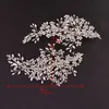 Headwear Hair Accessories SLBRIDAL Handmade Alloy Wired Rhinestone Crystal Flower Leaf Wedding Hair Clip Barrettes Bridal Hair Accessories Women Jewelry 231204