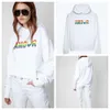 24AW Moletom com capuz feminino Zadig Voltaire letras em inglês correspondência de cores com impressão de arco-íris suéter com capuz branco feminino