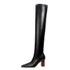 Boots BIGTREE Shoes Sexy Over-the-knee Boots Women Shoes Pointed Toe Leather Boots Wood Grain Thick Heel Long Boots High-Heeled Boots 231204