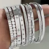 Bangle Waterproof White Cubic Zirconia Bangles Stainless Steel Open Bracelets 18K Gold Plated Jewelry Factory Wholesales Customize 231204