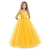 Robes de fille enfants manches longues robe de princesse bouffante pour bal mignon élégant fleur fête de mariage robe de bal concours