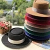 Berets Women's Wool Top Hat Elegant Ribbon Large Brim Europe Style Party Flat Bowler Gorro Autumn Winter Fedora