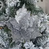 Fleurs décoratives à paillettes de 28cm, Arrangement de noël artificiel, ornements d'arbre de noël, décorations de joyeux pour la maison, cadeaux de l'année