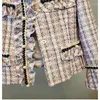 Vestes pour femmes Automne Veste courte Manteaux d'hiver All-Match Tweed Trompette à manches longues à manches longues Petit parfum Bouton perlé Vêtements