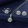 Solitaire Lab Diamond Jewelry Set 925 Sterling Silver Party Rings Necklace Moissanite Netlace for Women Moissanite Jewelry252y