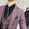 Men's Suits (Jacket Tank Top Pants) 2023 Autumn/Winter Plaid Advanced Set For Groom Wedding Party Slim Fit 3-piece