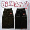 Jeans da uomo 3pmwear Lettera ricamata Hip Hop Y2k Borsa vintage Pantaloni neri dritti a gamba larga Harajuku Street Wear 231202