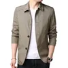 Jaquetas masculinas homens casaco outerwear formal estilo de negócios jaqueta de comprimento médio com colar de turn-down design single-breasted para queda