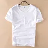 Męskie garnitury A2047 Zomer Nieuwe Katoen T-shirt Mannen O-Hals Effen Kleur Casual Basic Tees Plus Size Korte Mouw Tops