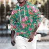 Men's Hoodies Chinese Style Vintage Floral Sweatshirt Men Oversized Hooded Drawstring Hoodie With Pocket Autumn Streetwear Sport Tracksuit