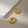 Pendientes de aro gruesos redondos de moda con dijes, joyería de acero inoxidable de color dorado, accesorios chapados en metal de 18 K, resistentes al agua 231204