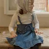 Robes de fille mère enfants sud-coréens enfants filles ébouriffées queue de poisson sangle souple robe en jean