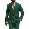 Ternos masculinos dv055 personalizar terno 2 peças cinto estilo conjunto noivo homem casual smoking para casamento (calças blazer)