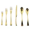 Dinnerware Sets Luxury Vintage 304 Stainless Steel Cutlery Tableware Set Dinner Knife Fork Black Rose Gold Blue Teaspoon 6PCS