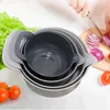 Fruit Vegetable Tools 4 Pcs Kitchen Gadget Multi Functional Plastic Washing Bowl Strainer Salad Mixing Colander Set 231204