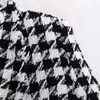 Casacos femininos mulheres tweed 2023 moda escritório senhoras preto borla houndstooth casacos feminino outono vintage grosso xadrez casaco meninas chique