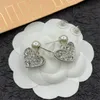 Stud Wholesale full diamond love stereo earrings Pearl earrings girls feel sweet earrings