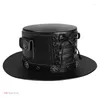 Berets Steampunk tophoed voor volwassen pu leathers goochelaar cap vintage Victoriaanse cosplay kostuum vrouwen mannen Halloween Party