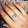 Cluster-Ringe, klassischer 925er Sterlingsilber-Diamant, Hochzeit, Verlobung, Cocktail, Herz, quadratischer Topas-Edelstein für Damenschmuck
