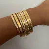 Bangle À Prova D 'Água Branco Cubic Zirconia Bangles Aço Inoxidável Pulseiras Abertas 18K Banhado A Ouro Fábrica de Jóias Atacado Personalizar 231204