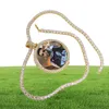 Round Po Custom Made Po Medallions Pendant Picture Necklace Tennis Chain Gold Color Cubic Zircon Men039s Hip Hop Jewelry CX206857674