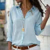 Blusas femininas primavera verão topo mulheres camisa de manga longa moda turn-down colarinho botão branco até camisas mulher casual blusa solta tamanho grande