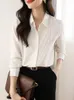 Damesblouses 2023 Hoge kwaliteit chique accordeon geplooide blouse dames lange mouwen kantoor dame OL witte shirts Koreaanse vintage tops blusas