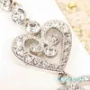 Brinco de pingente de qualidade de luxo com design de flor em formato de coração e diamante brilhante banhado a prata com caixa de carimbo